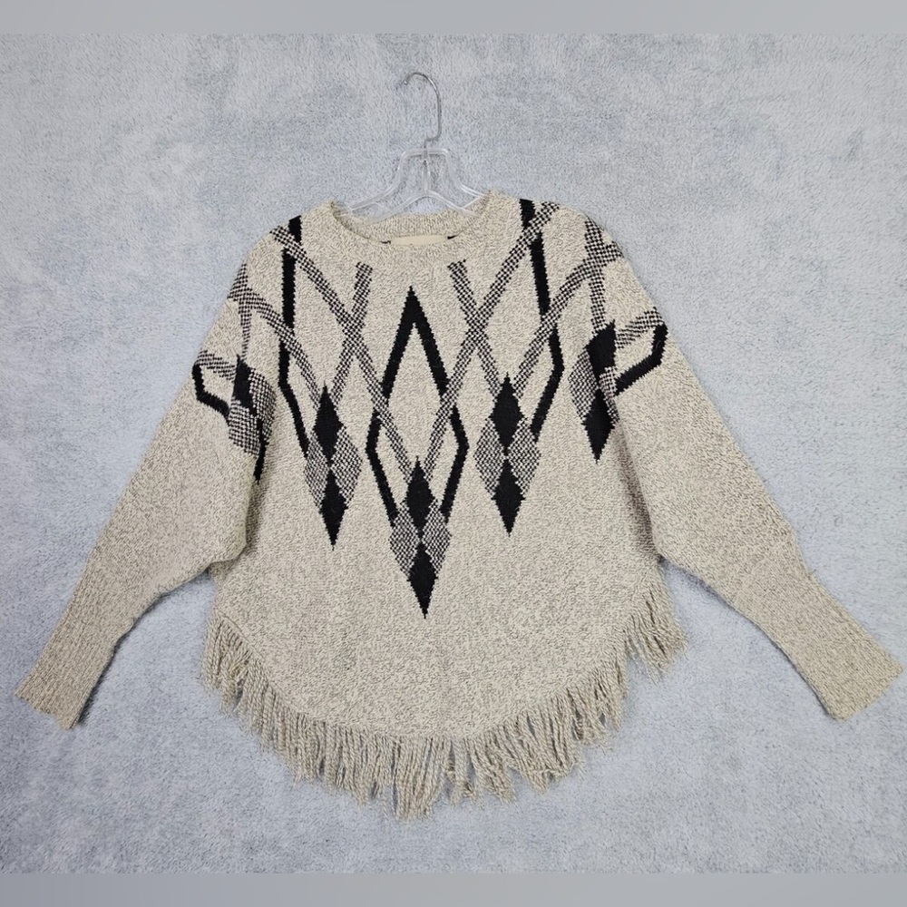 Paper Crane Fringed Geometric Sweater from Anthropologie